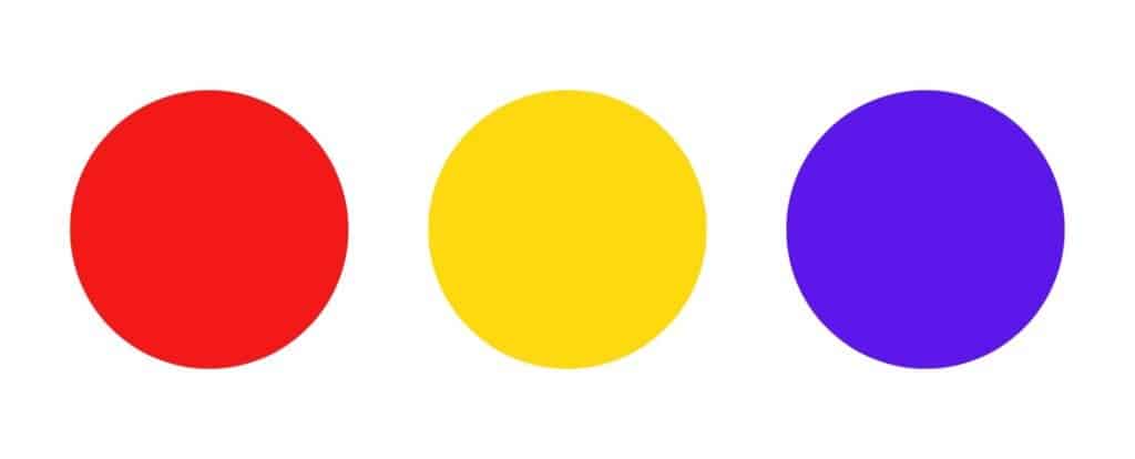 There is an image of a red circle, a yellow circle, and a blue circle. In color theory, these circles represent the primary colors.